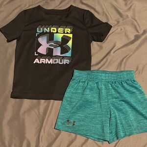 Under Armour Kids Tee & Shorts with Multicolor Logo
